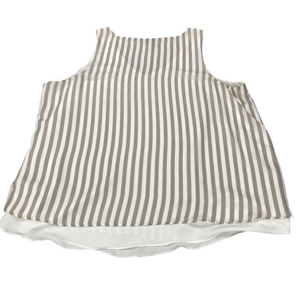 Torrid Womens Size 2 Striped Flowy Tank Top White and Taupe - Picture 10 of 12